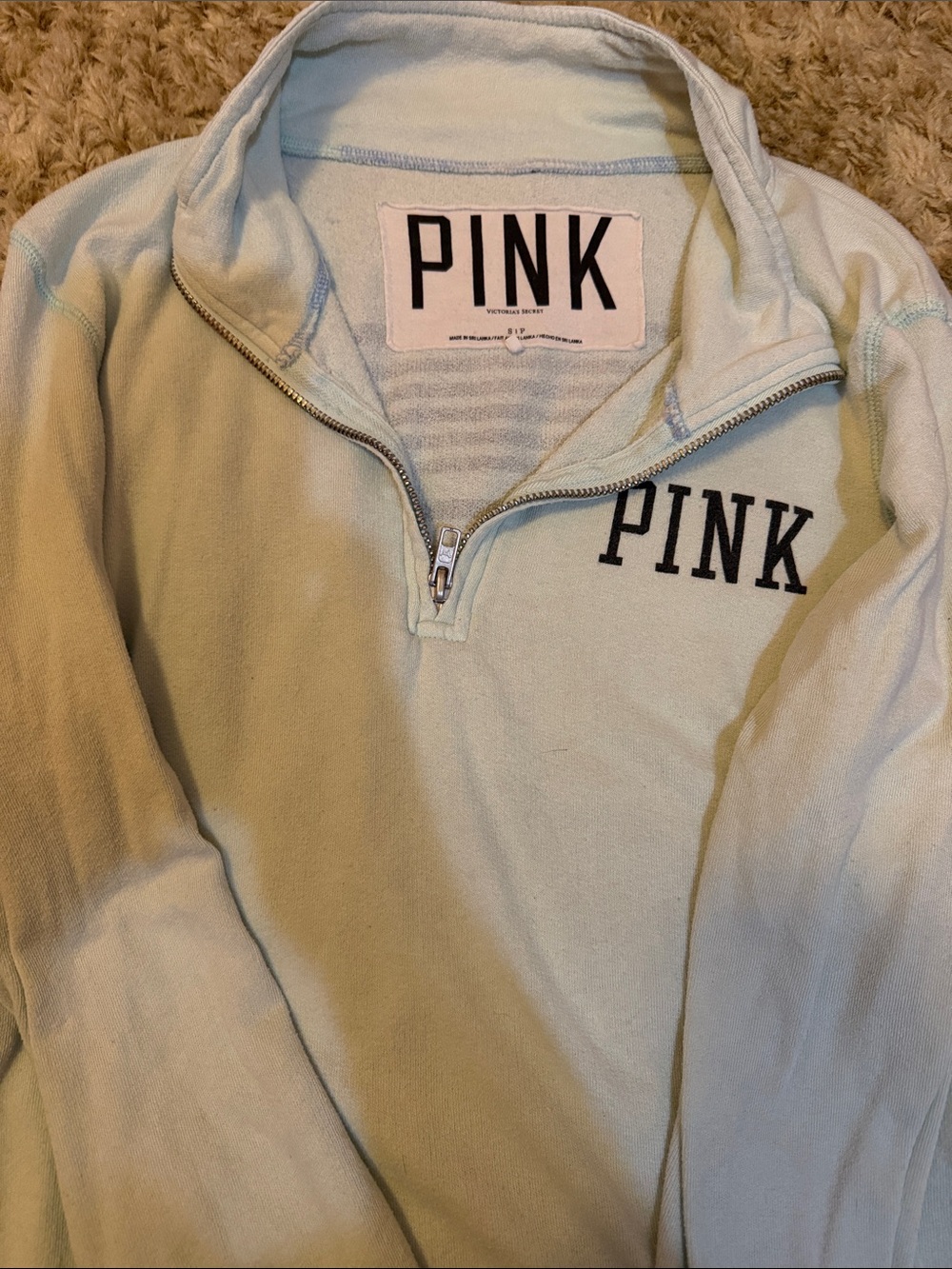 PINK Mint Green Quarter-Zip Pullover - Picture 2 of 4